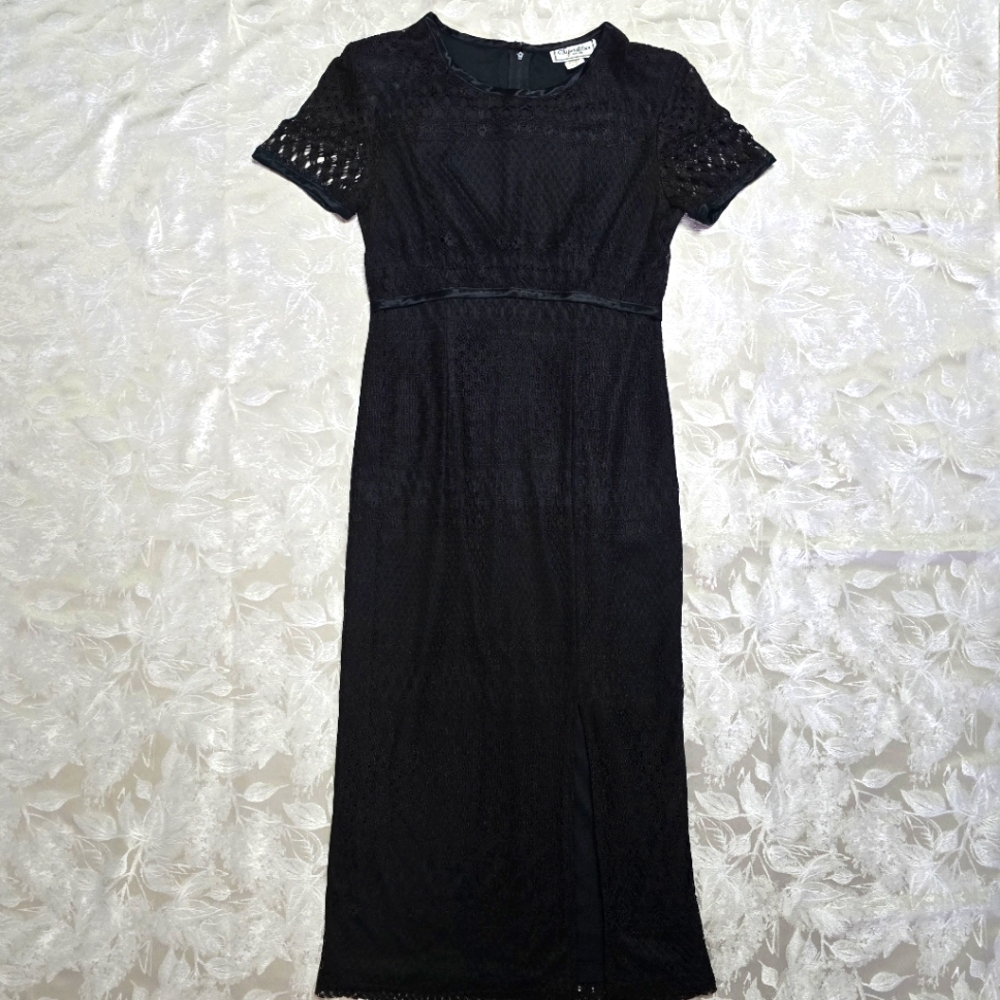 Vintage Superstition Women Dress 8 Black Long Lace Y2k Elegant Whimsical Glamour